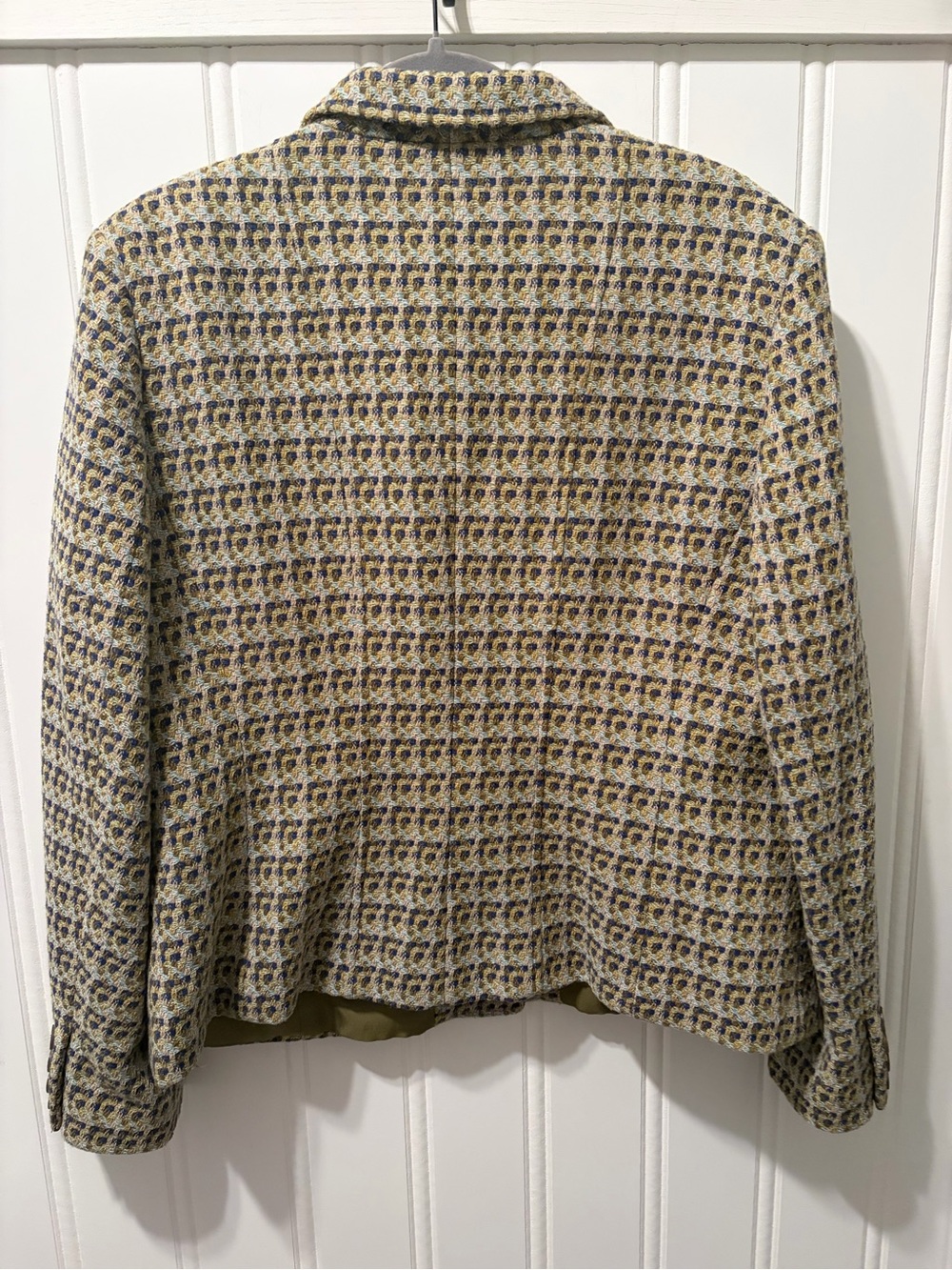 Vintage Talbots Wool Blend Olive Blue Italian Fabric Size 18 - Picture 8 of 8